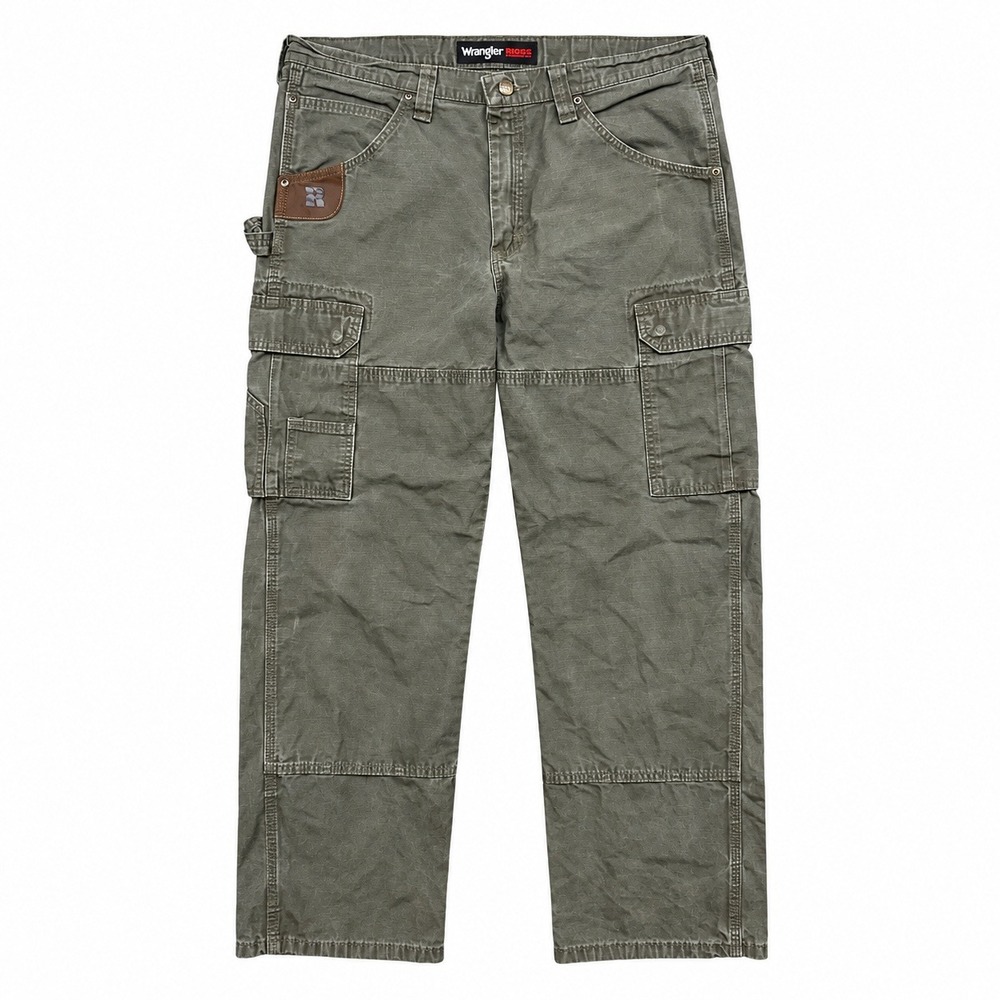 Wrangler Riggs Workwear Cargo Pants Mens 36x30 Olive Ripstop Cotton Utility